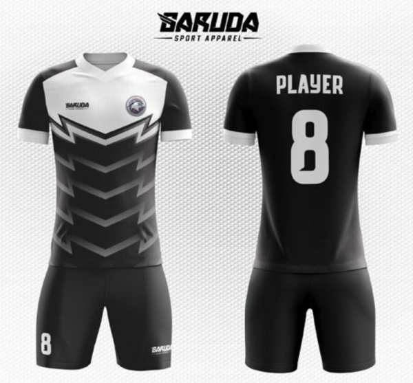 Desain baju futsal dengan ilustrasi tengkorak